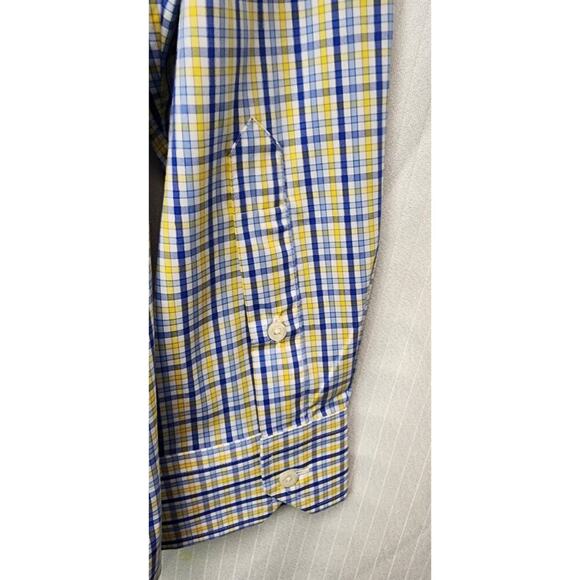 Cremieux Classics Long Sleeve Plaid Yellow/ Blue Button Down Dress Shirt XL - Picture 5 of 9